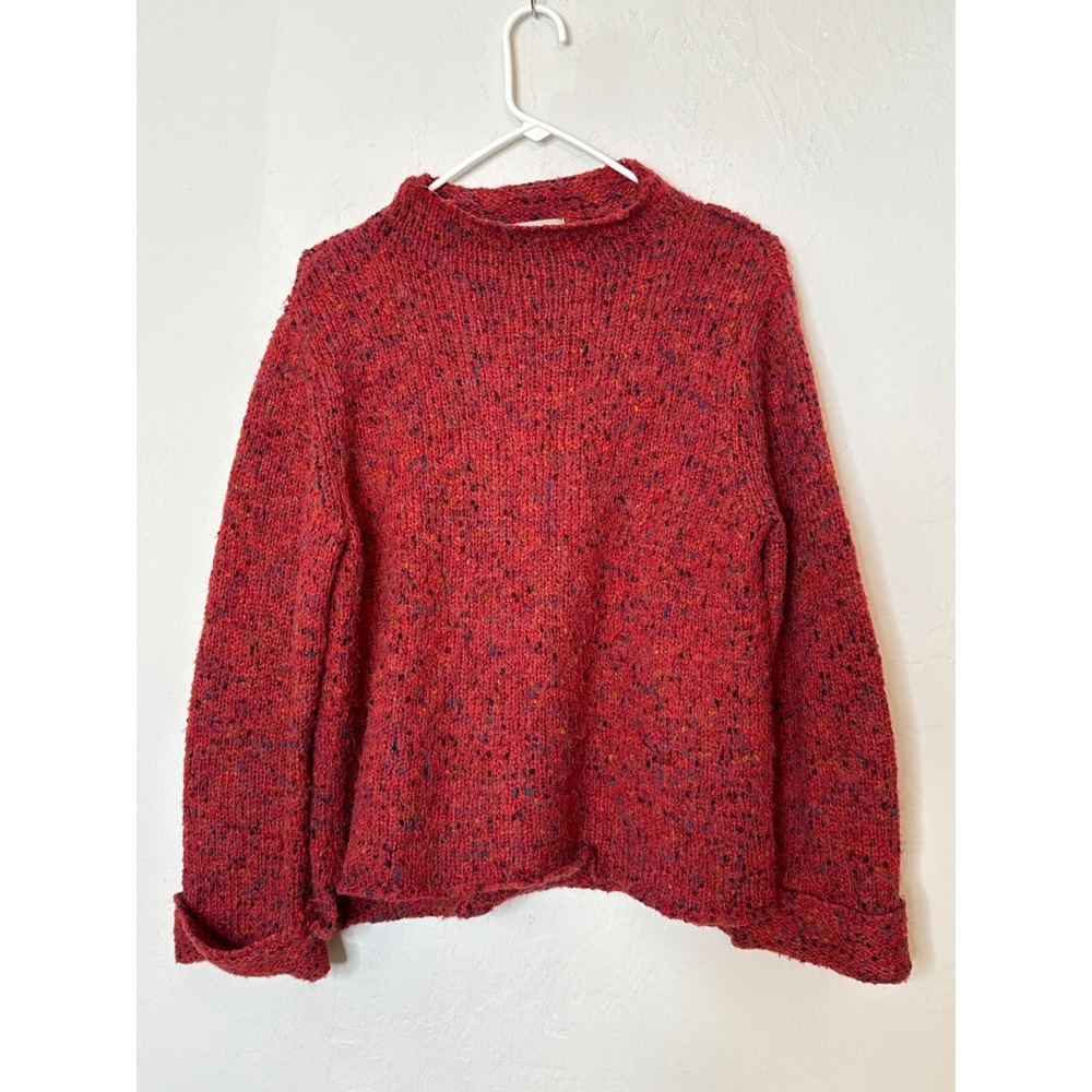 Habitat Confetti Funnel Neck Pullover Apple Multi Color Boxy Sweater Size Small